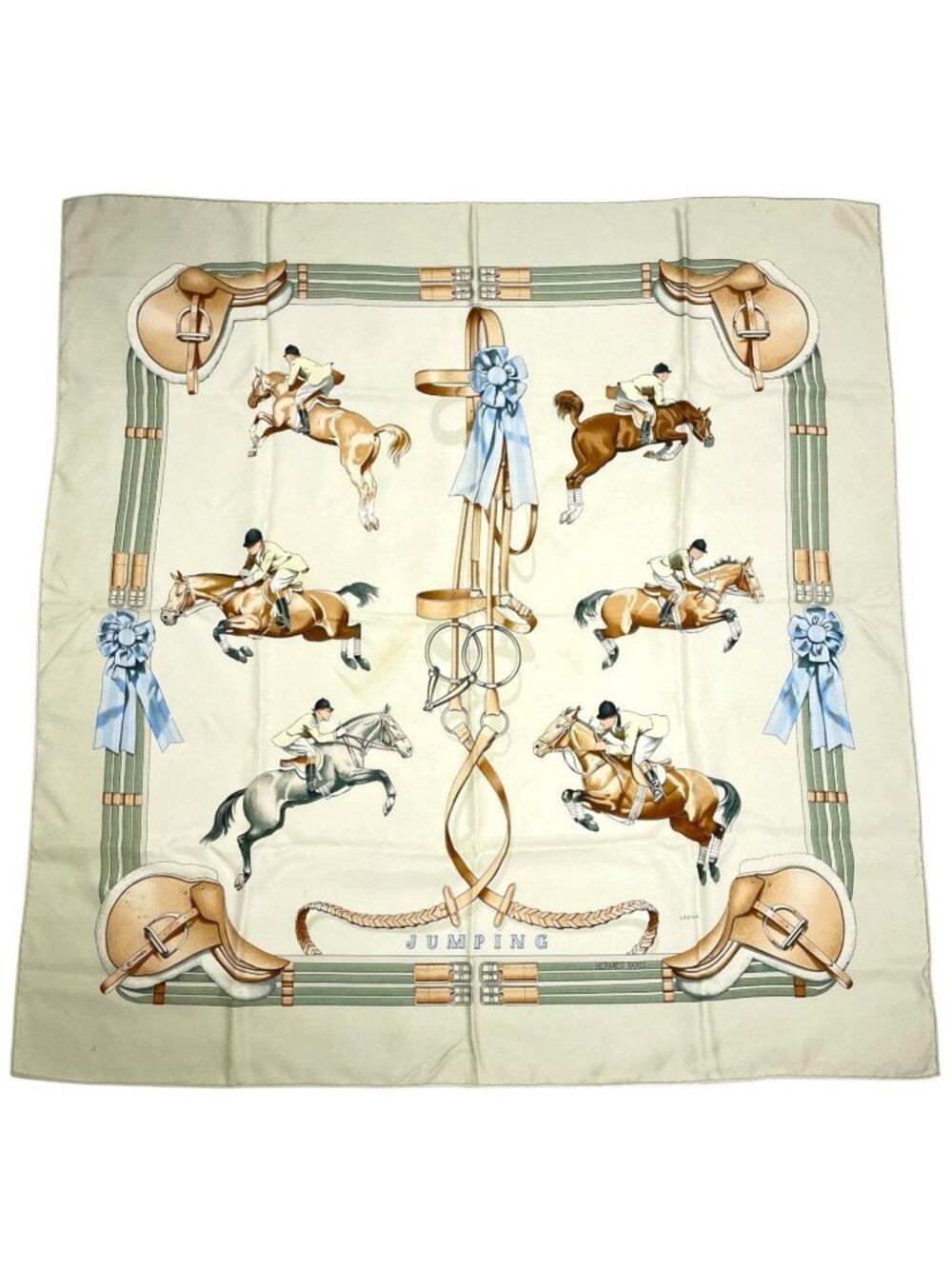Hermes Jumping Scarf Silk Multicolor Carre 90